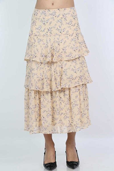 Nichii Floral Ruffled Midi Skirt