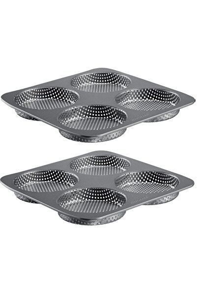 Smart Kitchen 2 قالب خبز غير لاصق من الاستيل الكربوني لعمل خيز البرجر والكيك