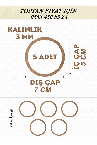 ÇUKUROVA ÜTÜ 7 cm Çapında 5 ADET KASNAK 3mm-kalınlık-Ham mdf düş Kapanı Makro...