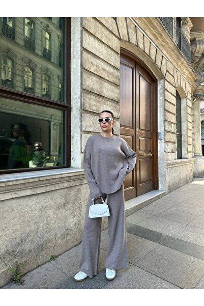 MODAGK Women's Steel Knitwear Double Set-Mink Gray