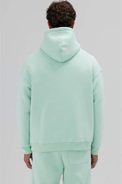 İLKCET MODA Απλό φούτερ με κουκούλα, νεροπράσινο, unisex, oversize