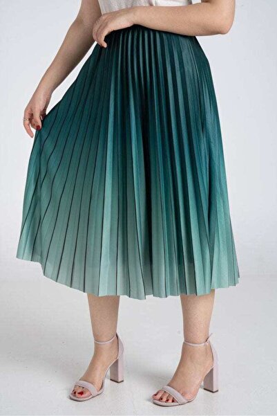 Nichii Striped Pleated Midi Skirt