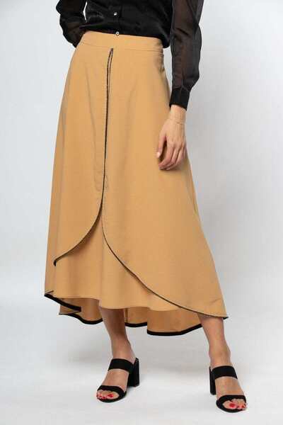 Nichii High-Waisted Ruffle Midi Skirt