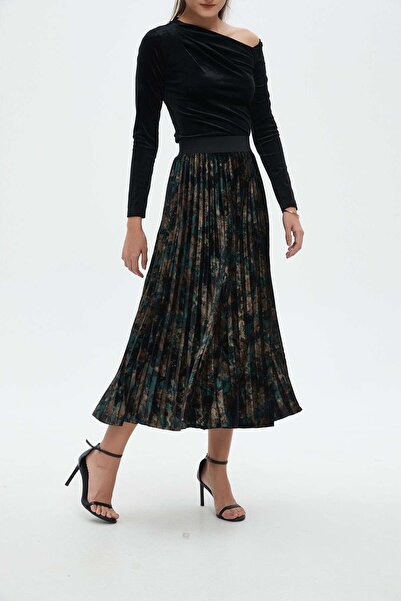 Nichii Printed Pleated Midi Skirt