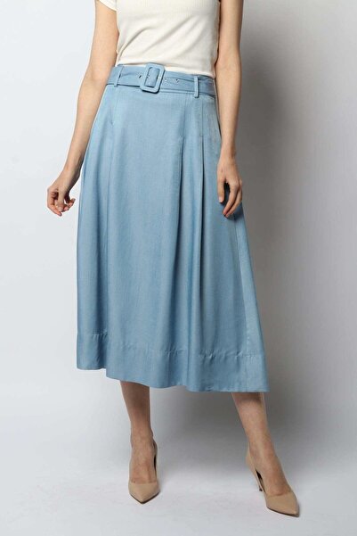 Nichii Solid Ruffled Midi Skirt