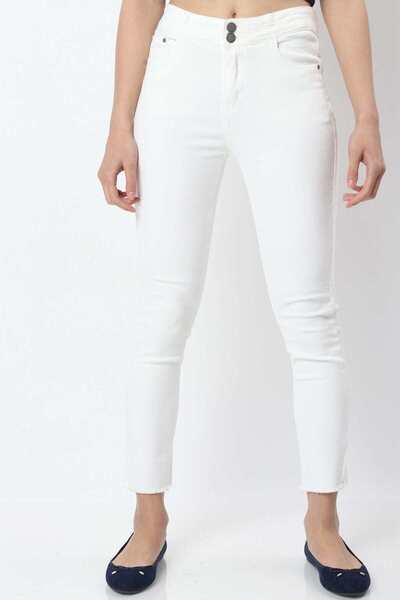 mica Solid High-Waist Skinny Jeans