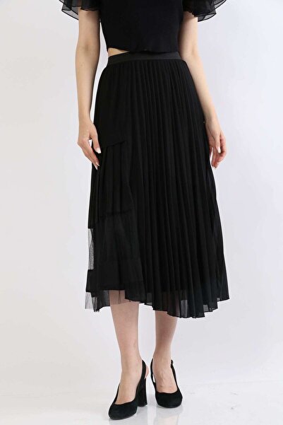 mica تنورة شيفون مطوية متوسطة الطول