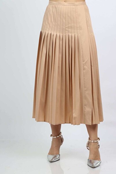 Nichii Solid Pleated Midi Skirt
