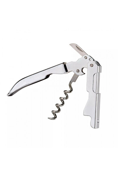 FACKELMANN Corkscrew with knife Doublepull 49459, Waiter's, 12 cm, Stainless steel, Silver