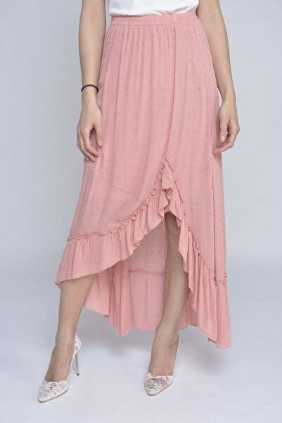 Nichii Polka Dot Ruffled Midi Skirt