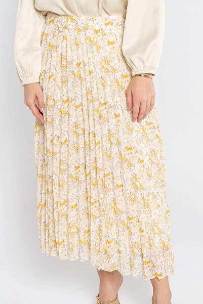 Nichii Floral Pleated Midi Skirt