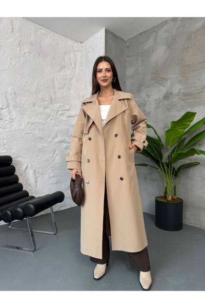 Elif Özbey Butik Camel Belted Maxi Trench