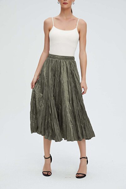 Nichii Solid Ruffled Midi Skirt