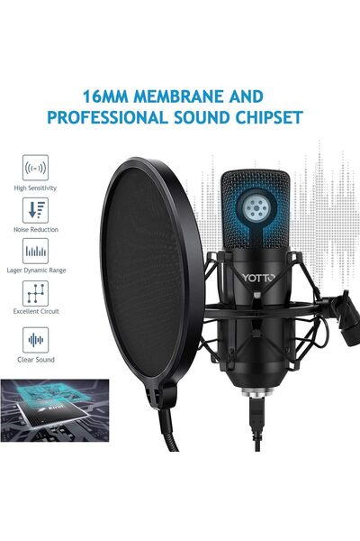 ON Electronics YOTTO Condenser Microphone USB Recording Microphone for Desktop and Laptop MAC Windows