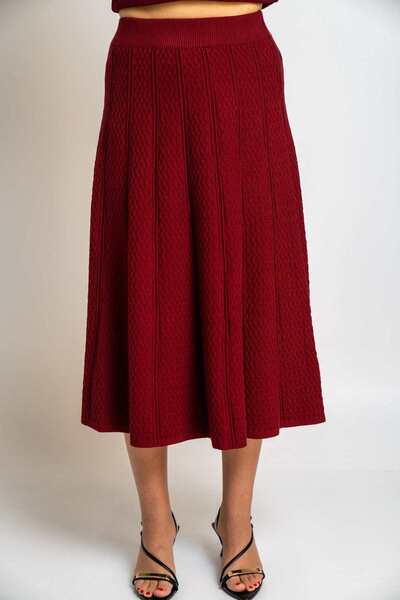 Nichii Wide Ribbed Striped Midi Skirt