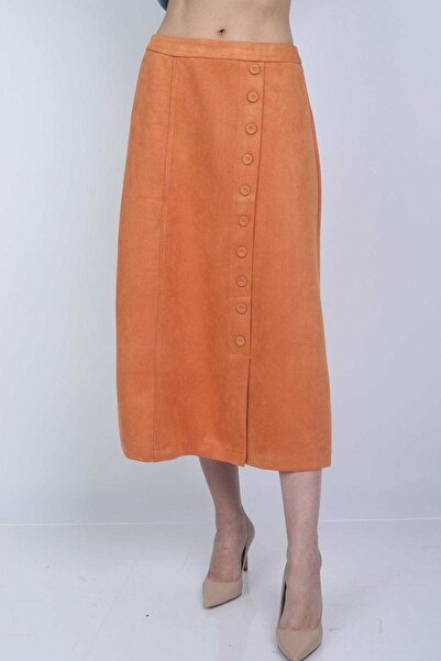 Nichii Solid Buttoned Midi Skirt