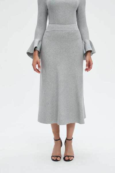 Nichii Solid Ruffled Midi Skirt