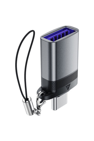 Acefast Adaptor OTG USB la tip C, 10Gbps Fast Charge, Acefast, J7, gri
