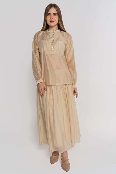 Nichii تنورة ماكسي سادة مكشكشة