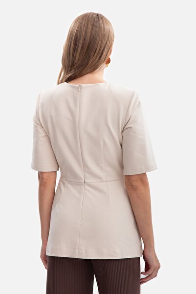 BEWEAR Knitted blouse with peplum and short sleeves