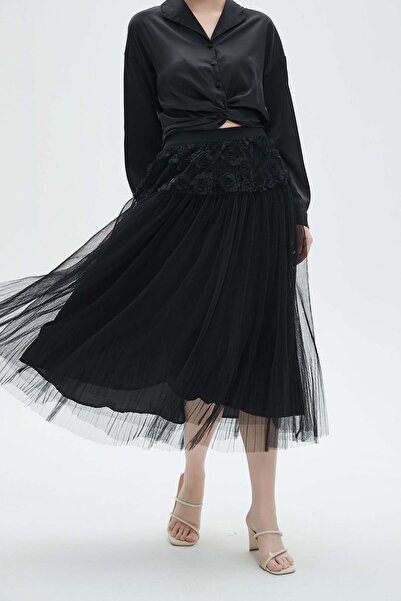 mica Embroidered Midi Skirt