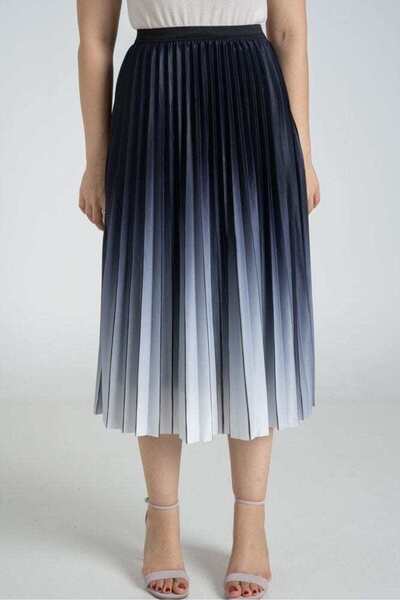 Nichii Striped Pleated Midi Skirt
