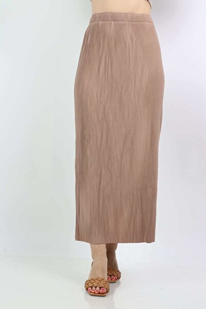 Nichii Ribbed Midi Skirt with Side Slit
