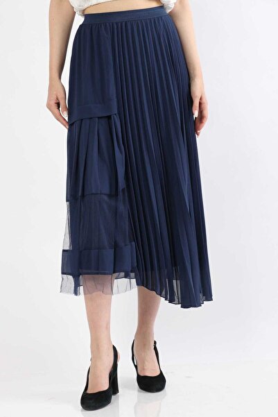 mica تنورة شيفون مطوية متوسطة الطول