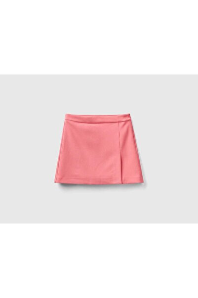 United Colors of Benetton Solid Short Skirt with Side Zip