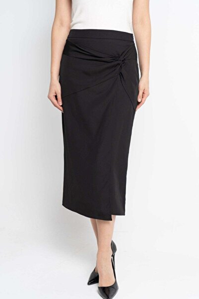 Nichii Solid Ruffled Midi Skirt