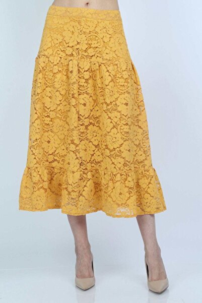 Nichii Embroidered Lace Midi Skirt