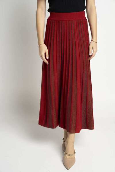 Nichii Solid Midi Skirt with Pleats