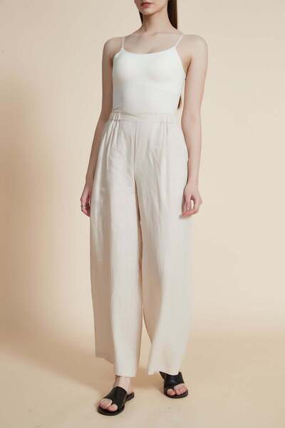 Yola بنطال واسع الساق بخصر مطاطي