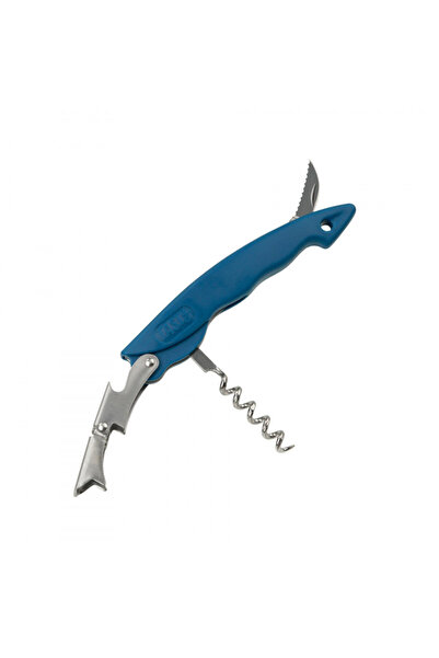 Tasty 678385 Corkscrew, Built-in Beer Bottle Opener, Stainless Steel, Blue