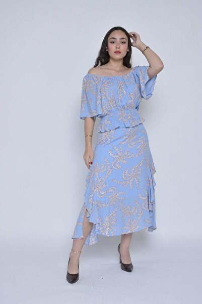 mica تنورة ميدي مطبوعة مفتوحة من الجانبين