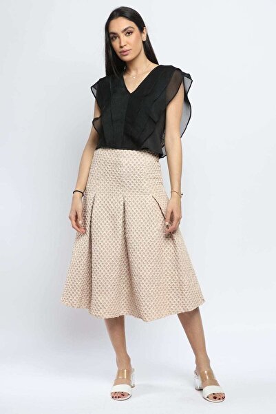 Nichii تنورة متوسطة الطول سادة بخصر عالٍ