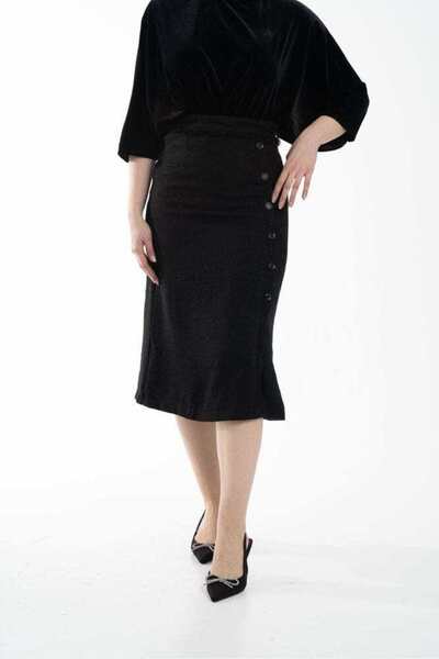 Nichii Solid Midi Skirt with Side-Buttons