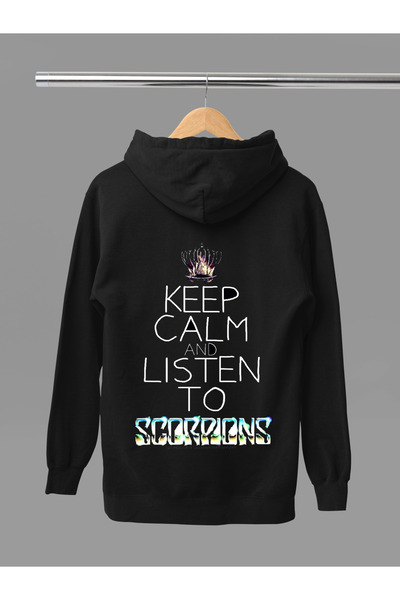 MAGORS سترة روك قطنية مطبوعة بتصميم العقارب بأكمام طويلة وياقة مطوية بثلاث خيوط