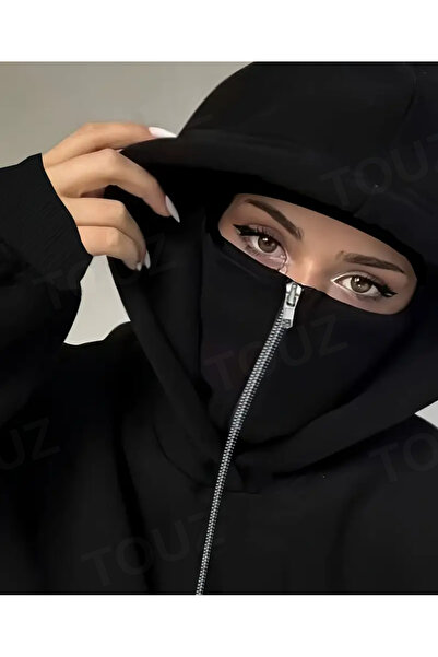 Touz Moda Stray Kids Mask Подробно описание Огромна черна унисекс качулка с цип