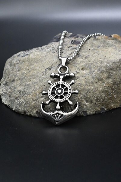 Prestige Çapa Dümen Figürlü Kolye Paslanmaz Çelik Zincir 902291