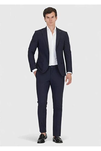 Ramsey Light Navy Blue Micro Modern Fit Wool Blend Suit