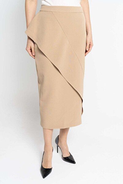 Nichii Solid Ruffled Midi Skirt