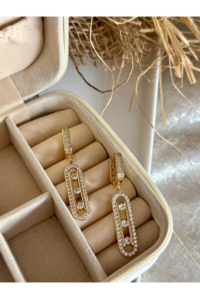 DEMİR ACCESORİES أقراط نسائية من الفولاذ المقاوم للصدأ باللون الذهبي مع تفاصي...