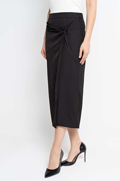 Nichii Solid Ruffled Midi Skirt