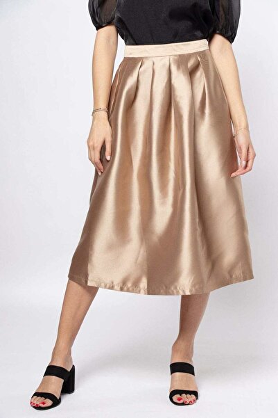 Nichii Solid Ruffled Midi Skirt
