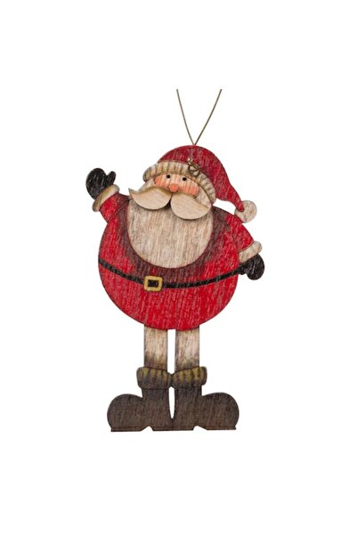 OEM Glob de Crăciun în formă de Moș Crăciun, din lemn, multicolor, 11,11 cm