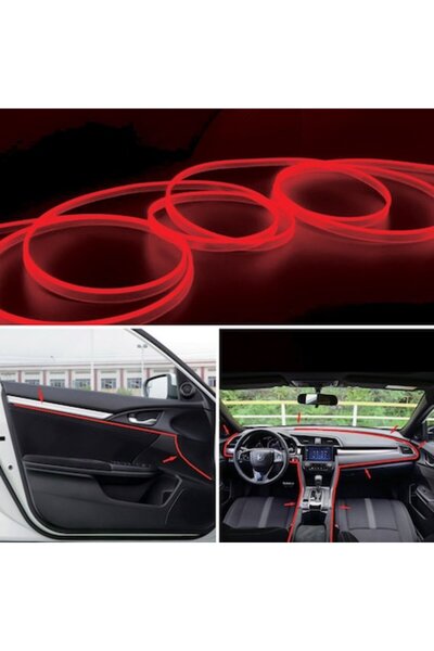 SHOPIENS USB LED Strip Glow Strand 2m, Red Color, 80Cd/m, 2.3mm+8mm