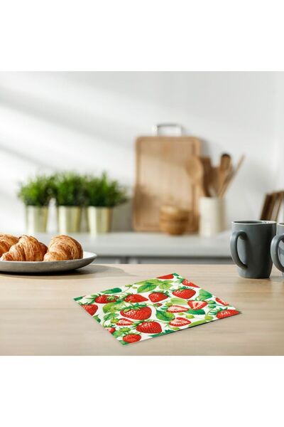 MYONNA IT & E- COMMERCE Table Napkins, Strawberry Pattern, 2-Ply, Set of 20, Size 33x33 cm,