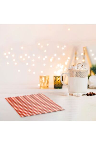 SHOPIENS Paper Napkins Delgos, 1-Ply, Red Checkered, 33x33 cm, Set of 40