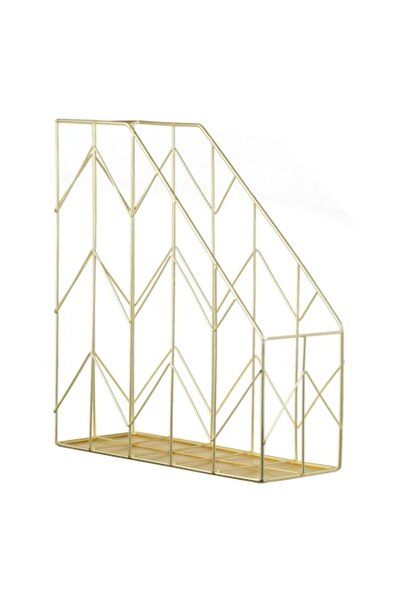 SHOPIENS Metal File Holder Zigzag Gold 26x10x30 cm